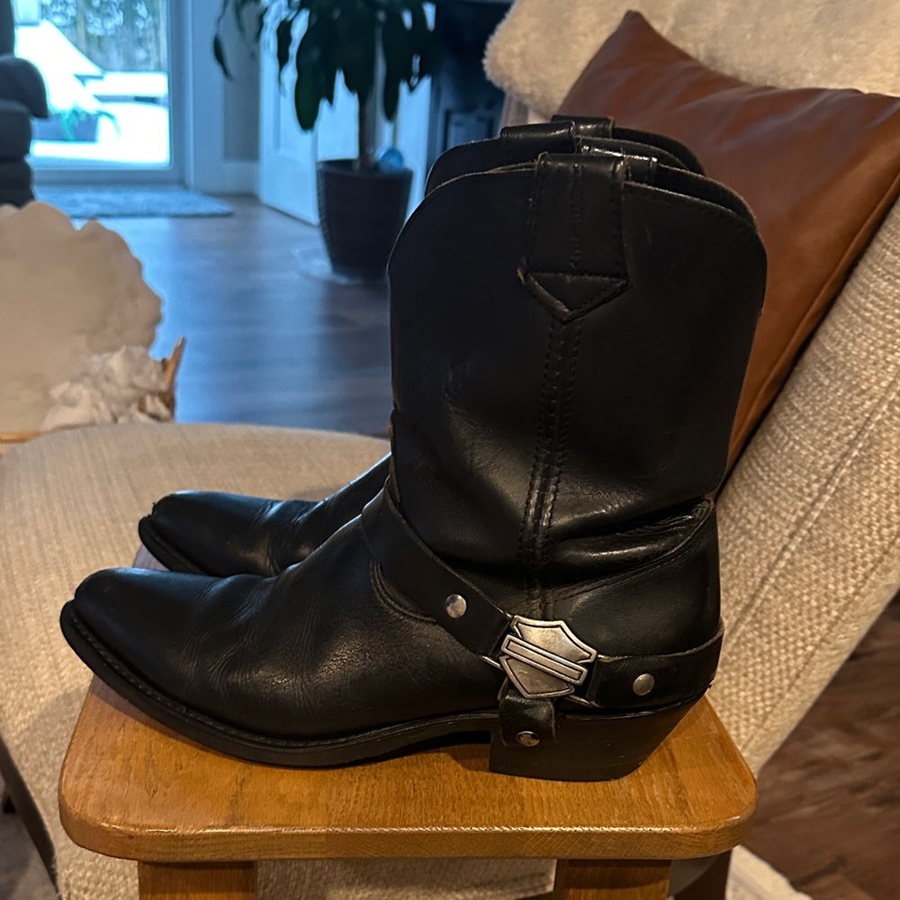 Harley-Davidson Vintage Black Western Leather Boots